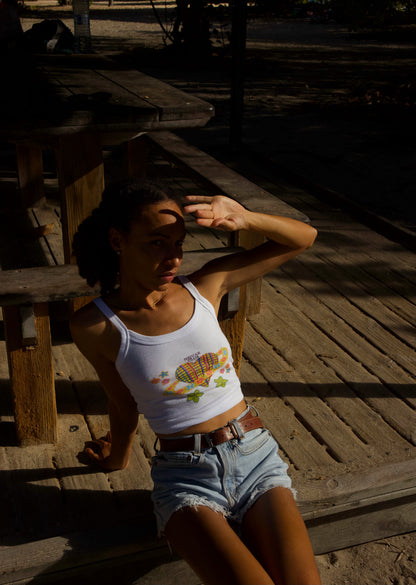 FLOWER HEART - WHITE TANK TOP
