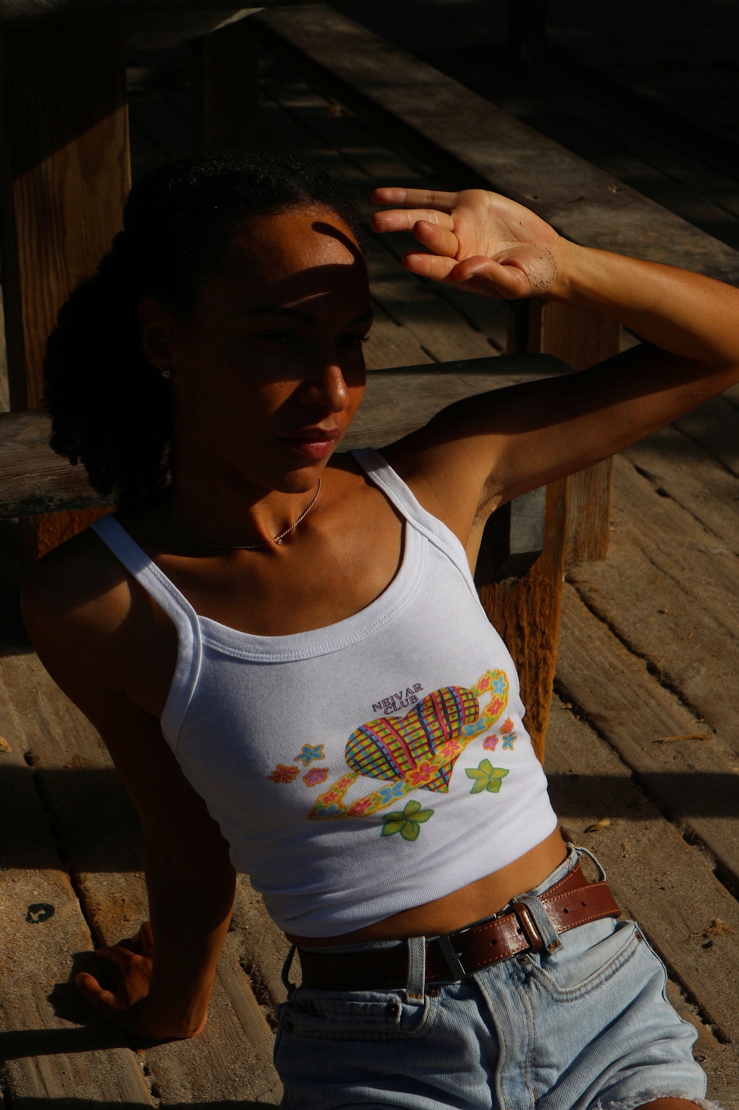 FLOWER HEART - WHITE TANK TOP