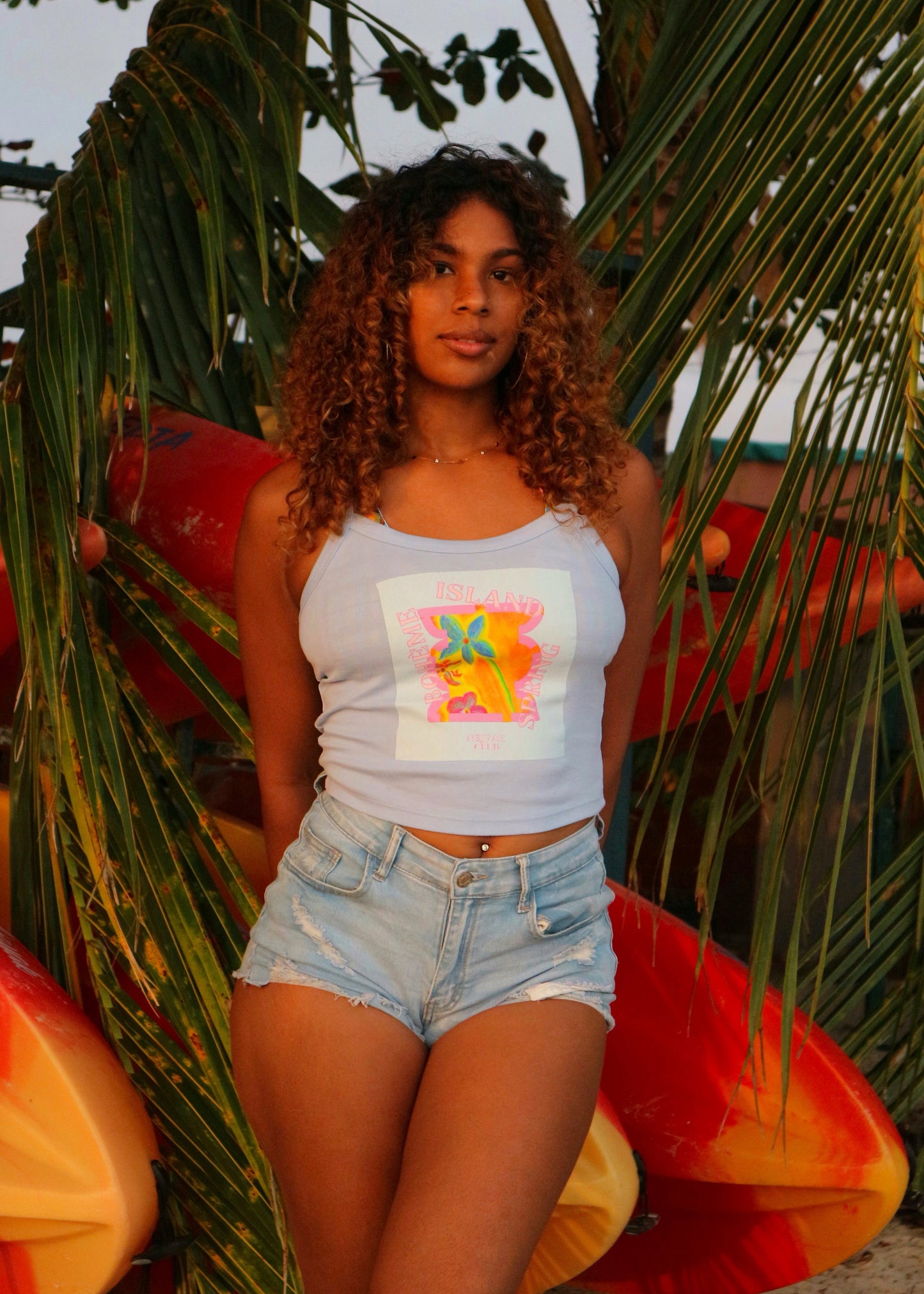 FLOWER TOTEM - BLUE TANK TOP