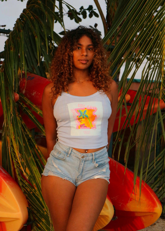 FLOWER TOTEM BLUE TANK TOP