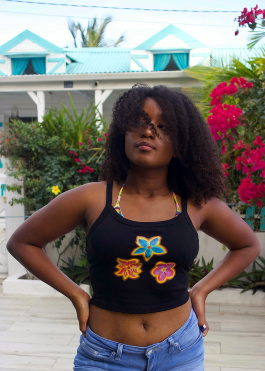 ISLAND FLOWER DARK TANK TOP