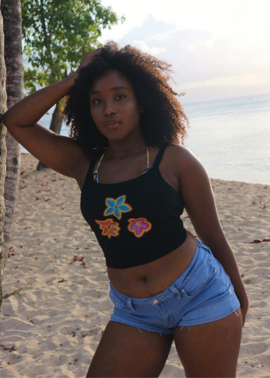 ISLAND FLOWER DARK TANK TOP