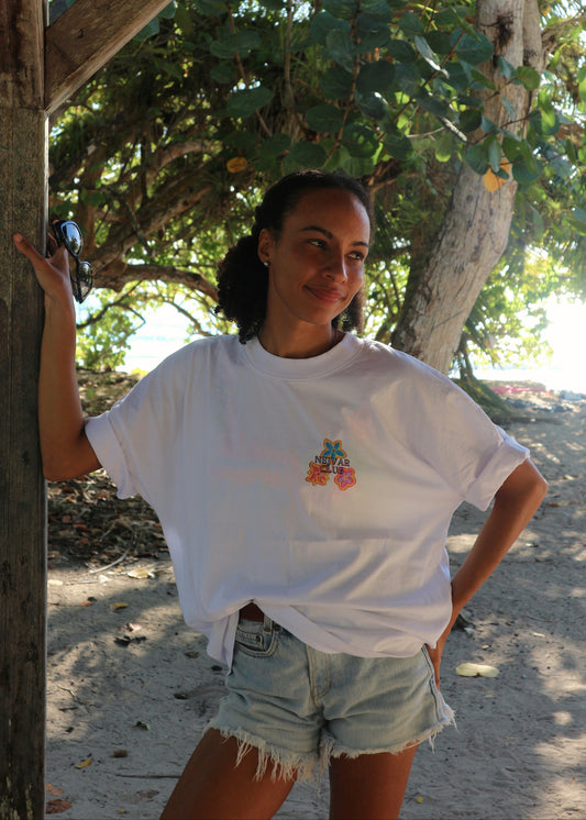 ISLAND HEART - WHITE OVERSIZED UNISEX T-SHIRT