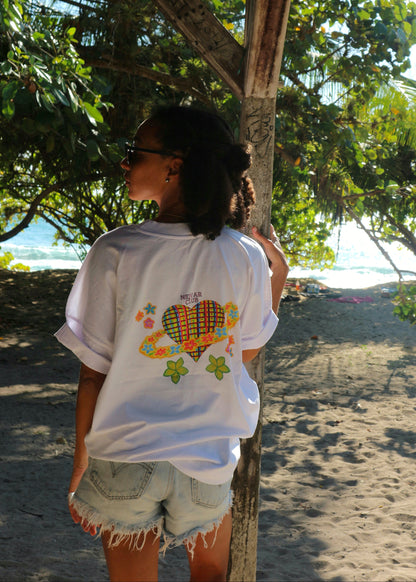 ISLAND HEART - WHITE OVERSIZED UNISEX T-SHIRT